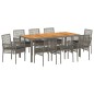 vidaXL Set da Pranzo da Giardino 9 Pezzi con Cuscini Grigio Rattan Polimerico vidaXL Set da Pranzo da Giardino 9 Pezzi con Cuscini Grigio Rattan Polimerico