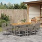 vidaXL Set da Pranzo da Giardino 9 Pezzi con Cuscini Grigio Rattan Polimerico vidaXL Set da Pranzo da Giardino 9 Pezzi con Cuscini Grigio Rattan Polimerico