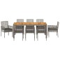 vidaXL Set da Pranzo da Giardino 9 Pezzi con Cuscini Grigio Rattan Polimerico vidaXL Set da Pranzo da Giardino 9 Pezzi con Cuscini Grigio Rattan Polimerico