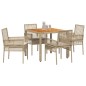 vidaXL Set Pranzo Giardino 5 Pezzi con Cuscini Beige Rattan Sintetico