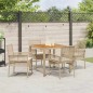 vidaXL Set Pranzo Giardino 5 Pezzi con Cuscini Beige Rattan Sintetico