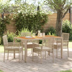 vidaXL Set da pranzo giardino 5 pezzi con cuscini beige in polyrattan