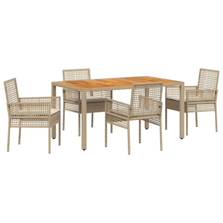 vidaXL Set da pranzo giardino 5 pezzi con cuscini beige in polyrattan