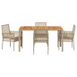vidaXL Set da pranzo giardino 5 pezzi con cuscini beige in polyrattan