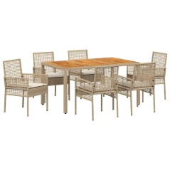 vidaXL Set da Pranzo da Giardino con Cuscini Beige in Polyrattan