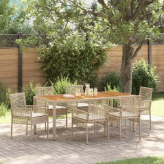 vidaXL Set Giardino di 7 Pezzi con Cuscini Beige in Rattan Polietilene