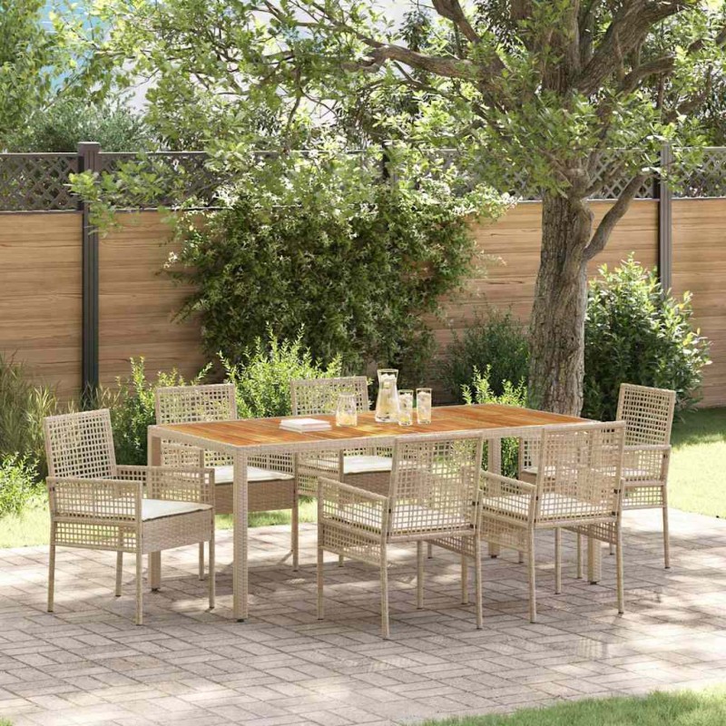 vidaXL Set Giardino di 7 Pezzi con Cuscini Beige in Rattan Polietilene vidaXL Set Giardino di 7 Pezzi con Cuscini Beige in Rattan Polietilene