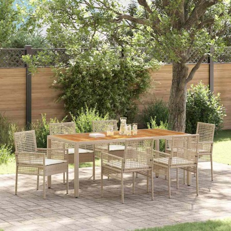 vidaXL Set Giardino di 7 Pezzi con Cuscini Beige in Rattan Polietilene
