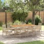 vidaXL Set da pranzo da giardino 9 pezzi con cuscini Beige polyrattan