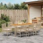 vidaXL Set da pranzo da giardino 9 pezzi con cuscini Beige polyrattan