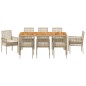 vidaXL Set da pranzo da giardino 9 pezzi con cuscini Beige polyrattan