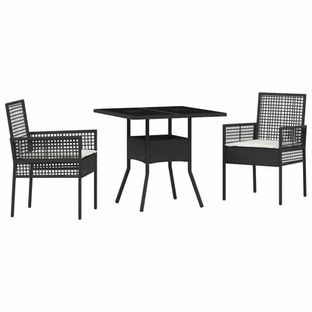 vidaXL Set da Pranzo da Giardino in 3 Pezzi Rattan Nero