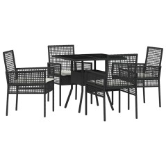 vidaXL Set pranzo giardino 5 Pezzi Nero Poly Rattan