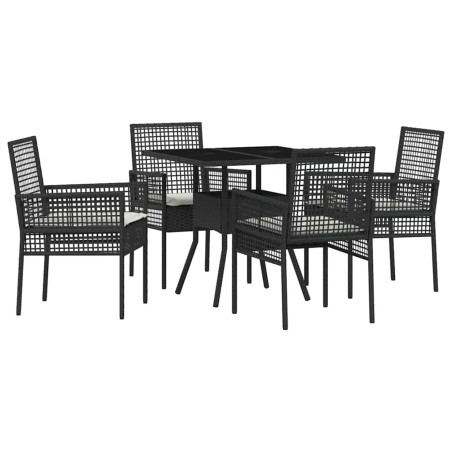 vidaXL Set pranzo giardino 5 Pezzi Nero Poly Rattan