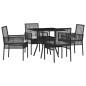 vidaXL Set pranzo giardino 5 Pezzi Nero Poly Rattan vidaXL Set pranzo giardino 5 Pezzi Nero Poly Rattan