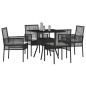 vidaXL Set pranzo giardino 5 Pezzi Nero Poly Rattan vidaXL Set pranzo giardino 5 Pezzi Nero Poly Rattan
