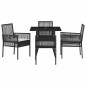 vidaXL Set pranzo giardino 5 Pezzi Nero Poly Rattan vidaXL Set pranzo giardino 5 Pezzi Nero Poly Rattan