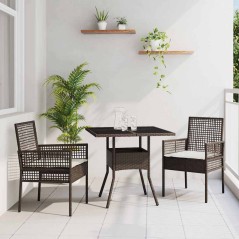 vidaXL Set da Pranzo da Giardino 3 Pezzi Marrone Polyrattan