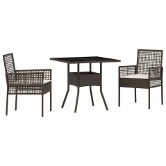 vidaXL Set da Pranzo da Giardino 3 Pezzi Marrone Polyrattan