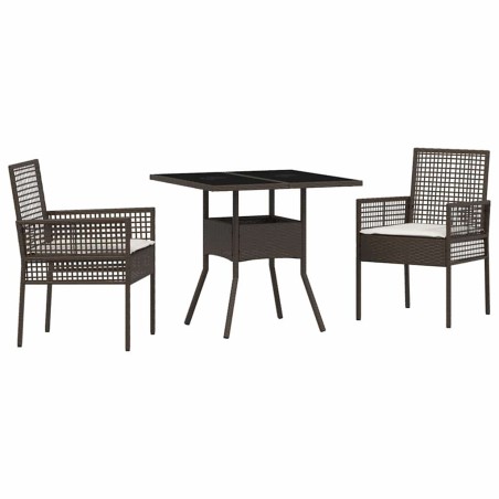 vidaXL Set da Pranzo da Giardino 3 Pezzi Marrone Polyrattan