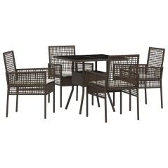 vidaXL Set da Pranzo da Giardino a 5 Pezzi Rattan Polyrattan Marrone