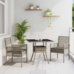 vidaXL Set da Pranzo Giardino 3 Pezzi Grigio in Polyrattan