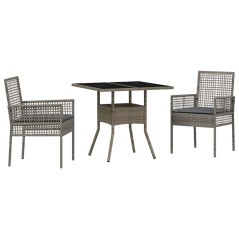 vidaXL Set da Pranzo Giardino 3 Pezzi Grigio in Polyrattan