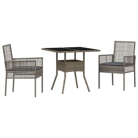 vidaXL Set da Pranzo Giardino 3 Pezzi Grigio in Polyrattan