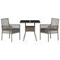 vidaXL Set da Pranzo Giardino 3 Pezzi Grigio in Polyrattan vidaXL Set da Pranzo Giardino 3 Pezzi Grigio in Polyrattan