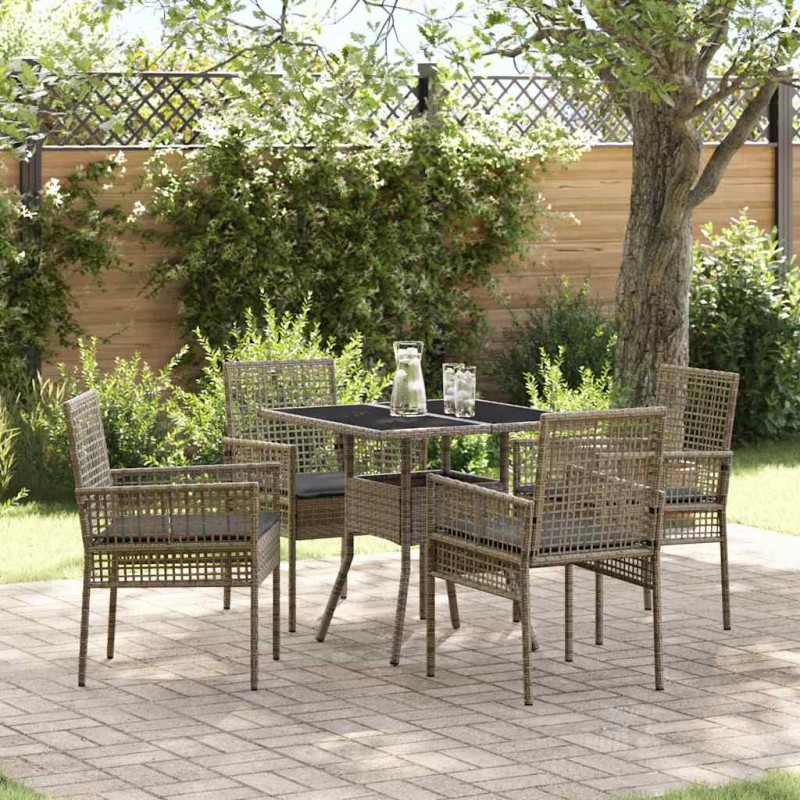 vidaXL Set da pranzo da giardino da 5 pezzi Grigio in rattan poliolefinico