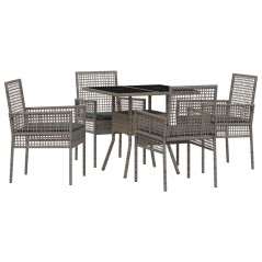 vidaXL Set da pranzo da giardino da 5 pezzi Grigio in rattan poliolefinico