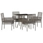 vidaXL Set da pranzo da giardino da 5 pezzi Grigio in rattan poliolefinico
