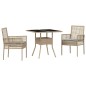 vidaXL Set da pranzo per giardino 3 pezzi Beige Polirattan