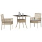 vidaXL Set da pranzo per giardino 3 pezzi Beige Polirattan