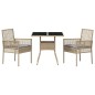 vidaXL Set da pranzo per giardino 3 pezzi Beige Polirattan