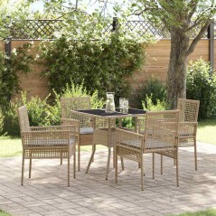 vidaXL Set da Pranzo da Giardino 5 Pezzi Beige Rattan Sintetico