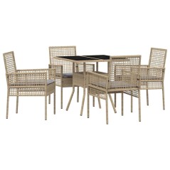 vidaXL Set da Pranzo da Giardino 5 Pezzi Beige Rattan Sintetico
