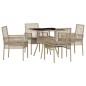vidaXL Set da Pranzo da Giardino 5 Pezzi Beige Rattan Sintetico vidaXL Set da Pranzo da Giardino 5 Pezzi Beige Rattan Sintetico