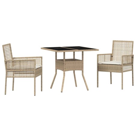 vidaXL Set pranzo giardino 3 pezzi beige poli rattan