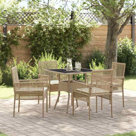 vidaXL Set da pranzo da giardino 5 Pezzi Beige Polyrattan