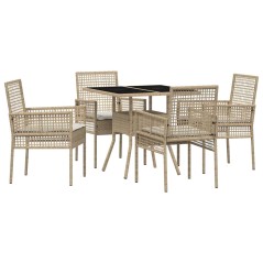 vidaXL Set da pranzo da giardino 5 Pezzi Beige Polyrattan