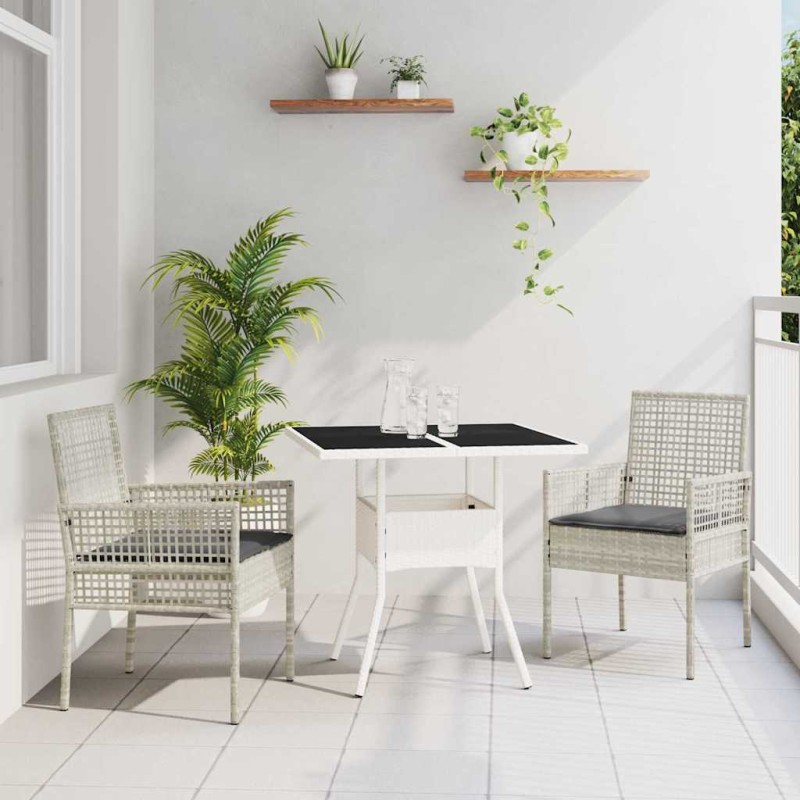 vidaXL Set da Pranzo da Giardino 3 Pezzi Grigio Chiaro in Poly Rattan