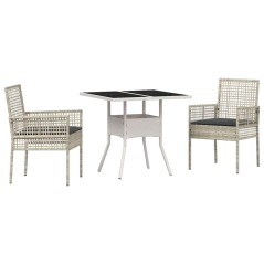 vidaXL Set da Pranzo da Giardino 3 Pezzi Grigio Chiaro in Poly Rattan