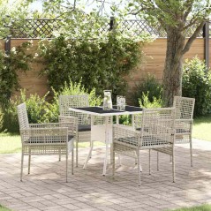 vidaXL Set da Pranzo da Giardino 5 Pezzi Grigio Chiaro Rattan Poly