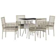 vidaXL Set da Pranzo da Giardino 5 Pezzi Grigio Chiaro Rattan Poly