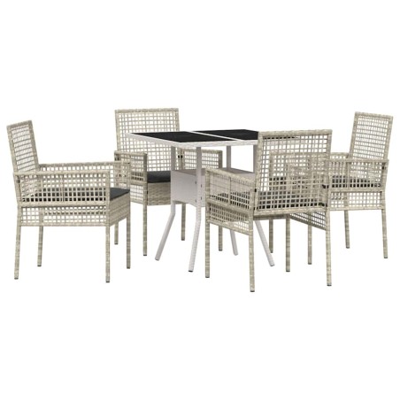 vidaXL Set da Pranzo da Giardino 5 Pezzi Grigio Chiaro Rattan Poly