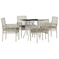 vidaXL Set da Pranzo da Giardino 5 Pezzi Grigio Chiaro Rattan Poly