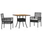 vidaXL Set da Pranzo da Giardino 3 Pezzi con Cuscini Nero Polyrattan vidaXL Set da Pranzo da Giardino 3 Pezzi con Cuscini Nero Polyrattan