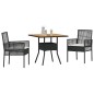 vidaXL Set da Pranzo da Giardino 3 Pezzi con Cuscini Nero Polyrattan vidaXL Set da Pranzo da Giardino 3 Pezzi con Cuscini Nero Polyrattan