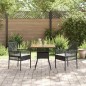 vidaXL Set da Pranzo da Giardino 3 Pezzi con Cuscini Nero Polyrattan vidaXL Set da Pranzo da Giardino 3 Pezzi con Cuscini Nero Polyrattan